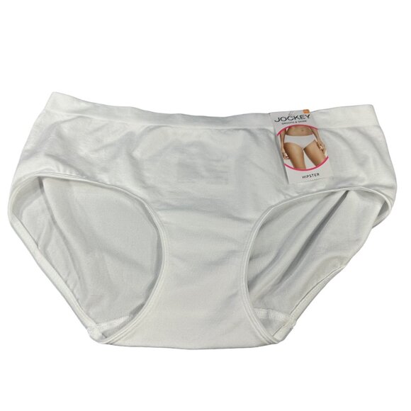 Jockey Women's Size Large 7 Panty Brief Hipster Smooth And Shine White New - Picture 1 of 9